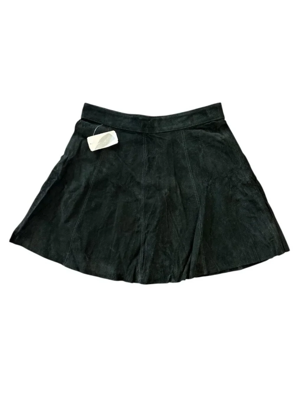 NWT Forever 21 Black Suede Button Front Flippy A-Line Mini Skirt Size M
